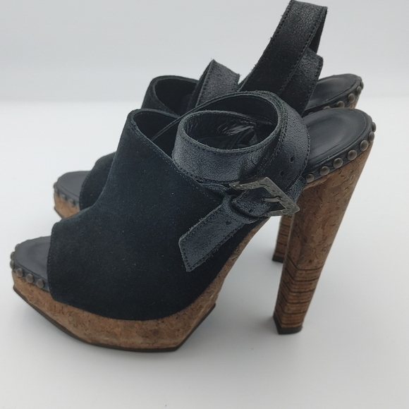 HERVE Leger suede & cork heels size 7 - Picture 9 of 14